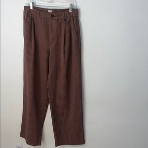 a new day Women’s Wide Leg High Waisted Brown Plaid Dress Pants